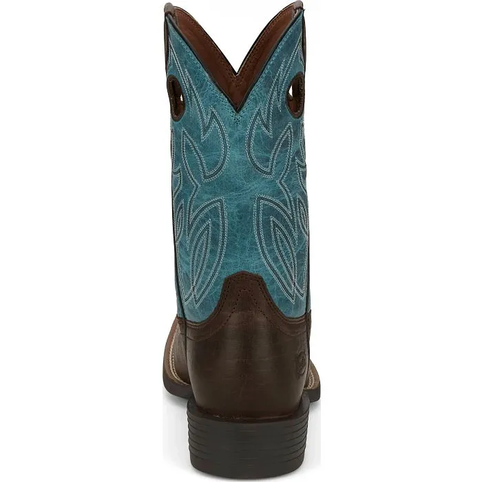 JUSTIN MENS BOWLINE CHOCOLATE SQUARE TOE WESTERN BOOTS STYLE SE7524