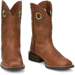 JUSTIN MENS BOWLINE HAZEL BROWN SQUARE TOE WESTERN BOOTS STYLE SE7521