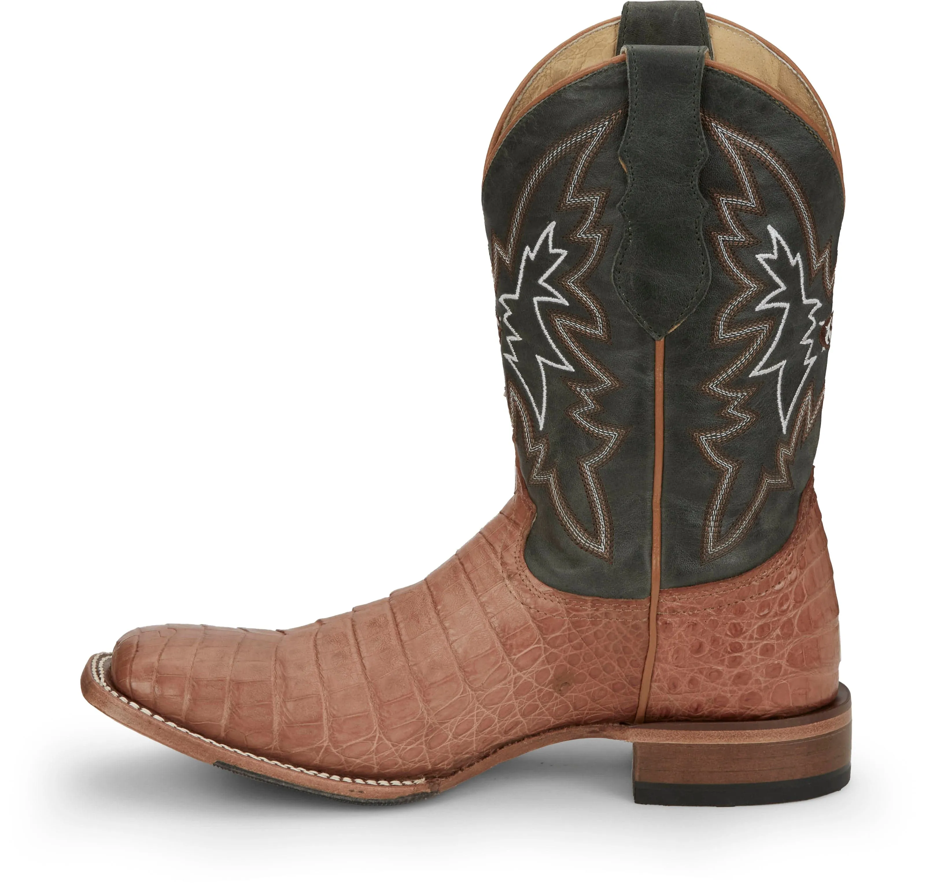 Justin Men's George Strait Haggard Tan Caiman Square Toe Exotic Western Boots GR5706