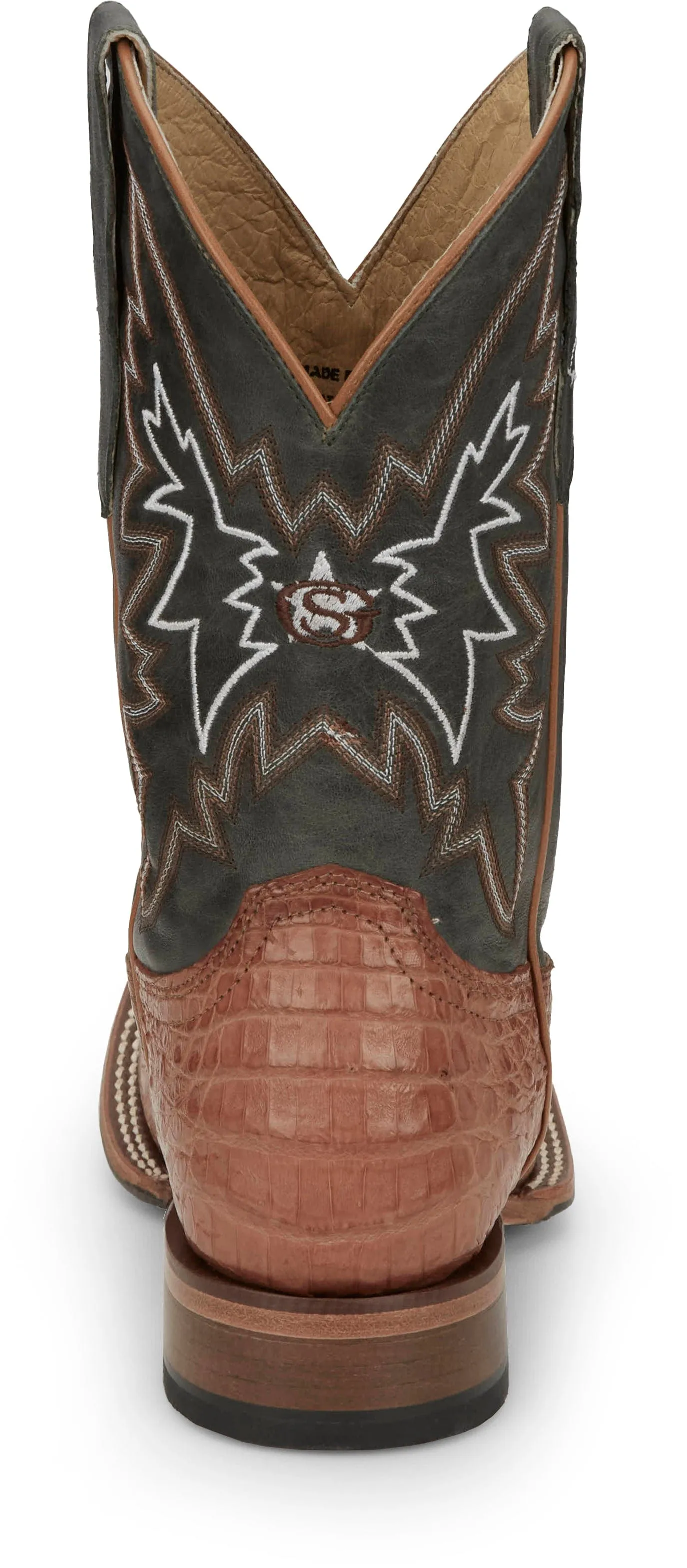 Justin Men's George Strait Haggard Tan Caiman Square Toe Exotic Western Boots GR5706