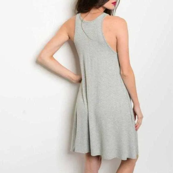 Lace-Up Dress Gray