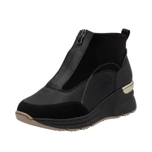 Ladies Rieker Zip Trainer Boots Sneaker Wedge Black N6361-00 sale