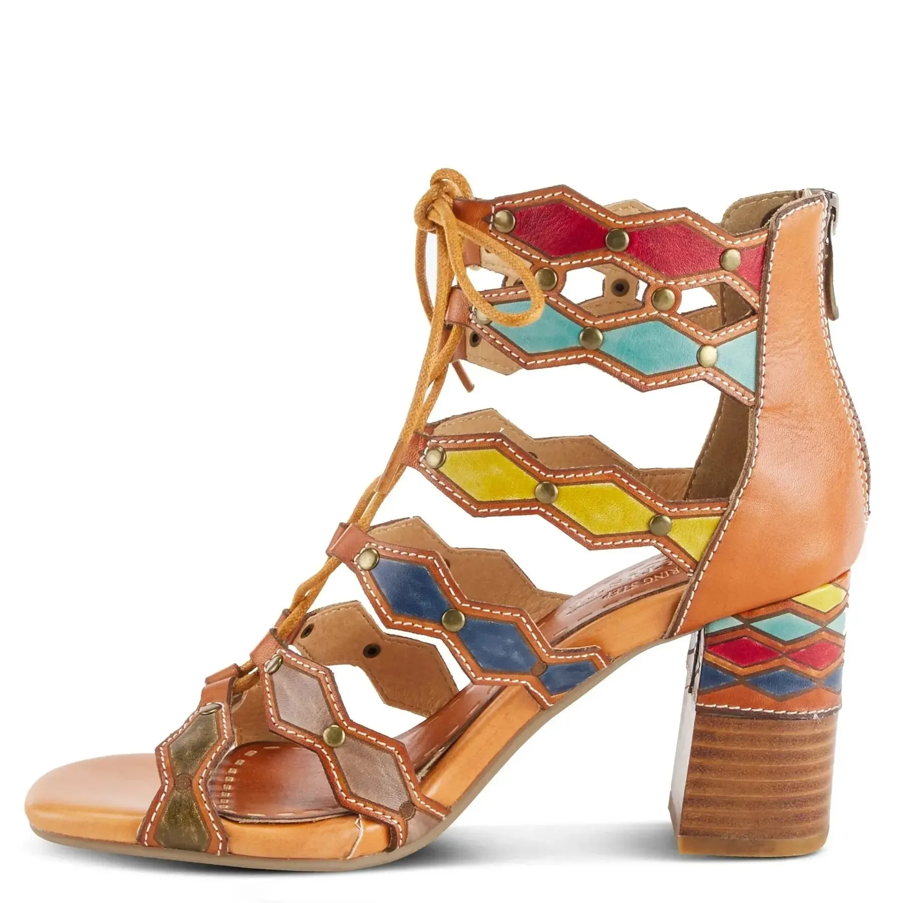 L'ARTISTE ARTDECO SANDALS - CAMEL MULTI LEATHER