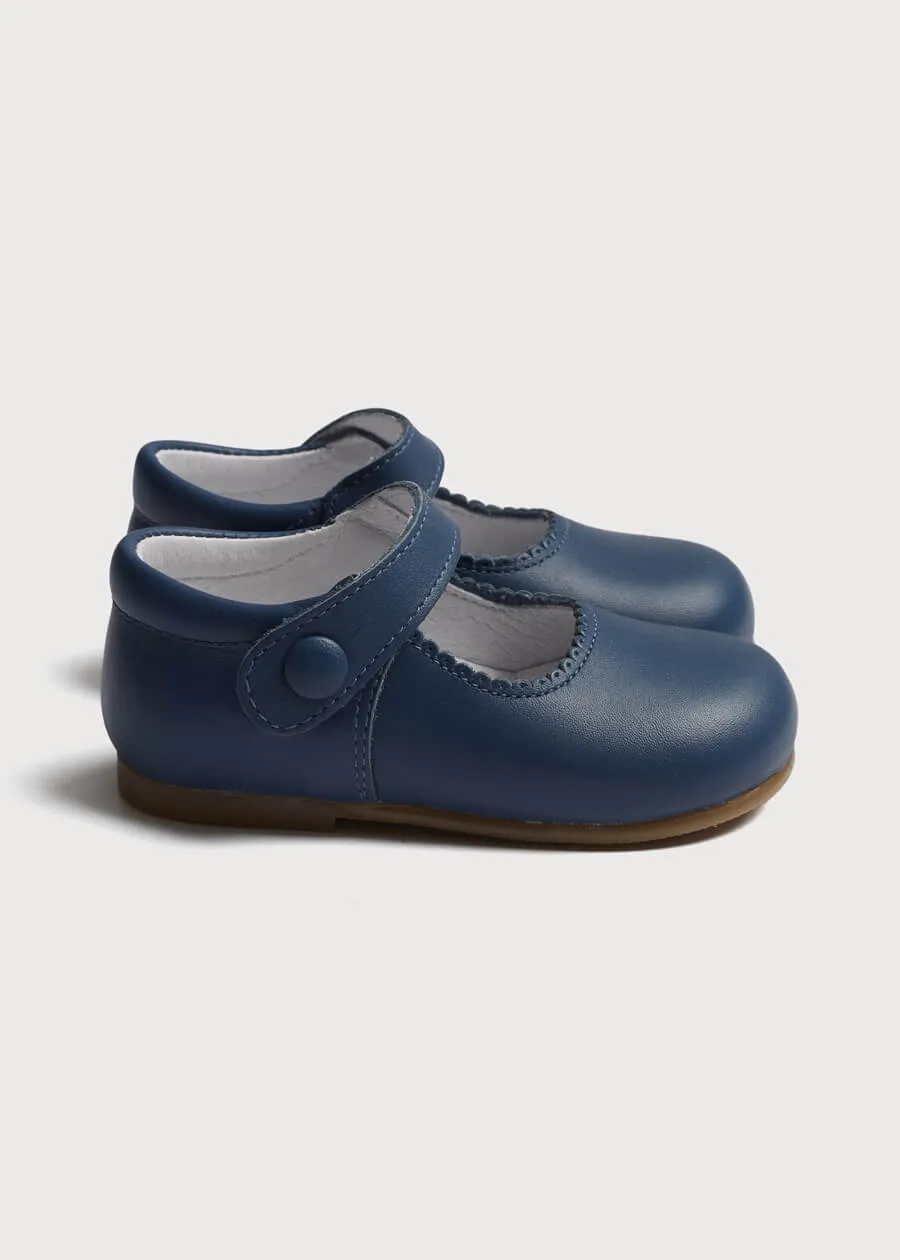 Leather Mary Jane Baby Shoes in French Blue (20-24EU)