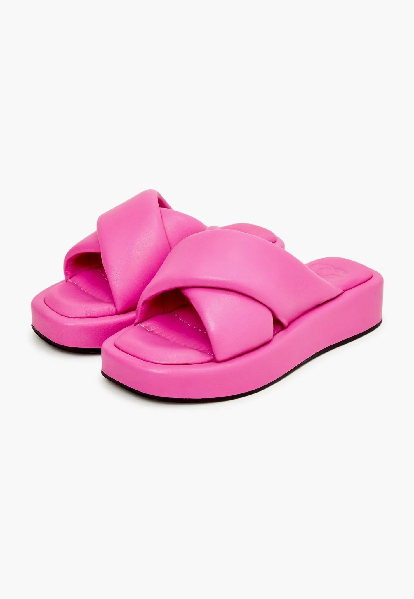 Leather Platform Mule - Fuchsia