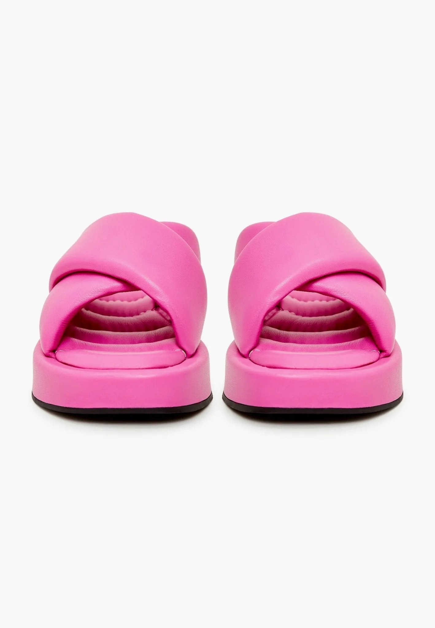 Leather Platform Mule - Fuchsia