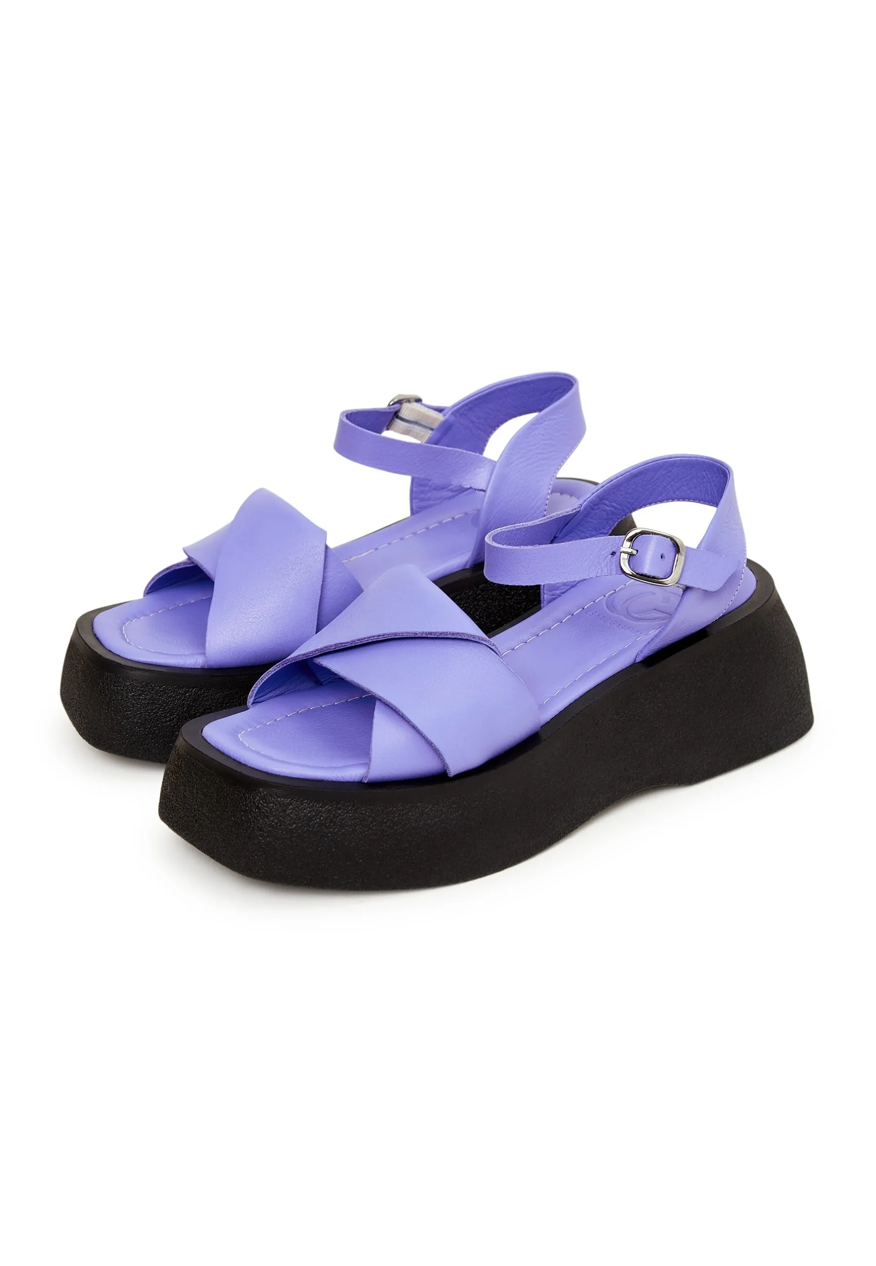 Leather Platform Sandals - Lilac