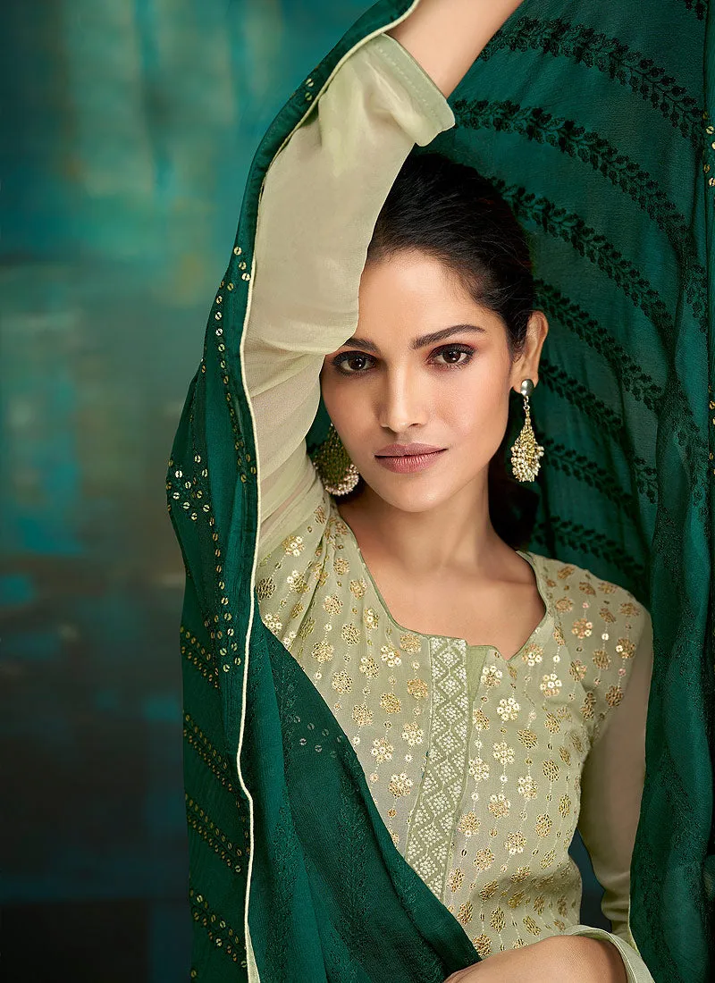 Light Green Georgette Designer Gharara Suit