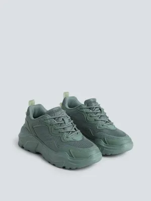 LUNA BLU Olive Chunky Mesh-Detailed Sneakers