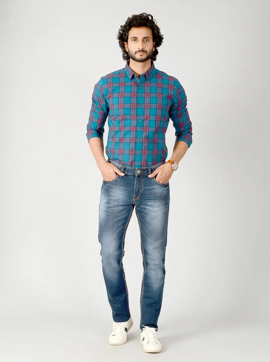 Majolica Blue Washed Slim Fit Jeans | JadeBlue