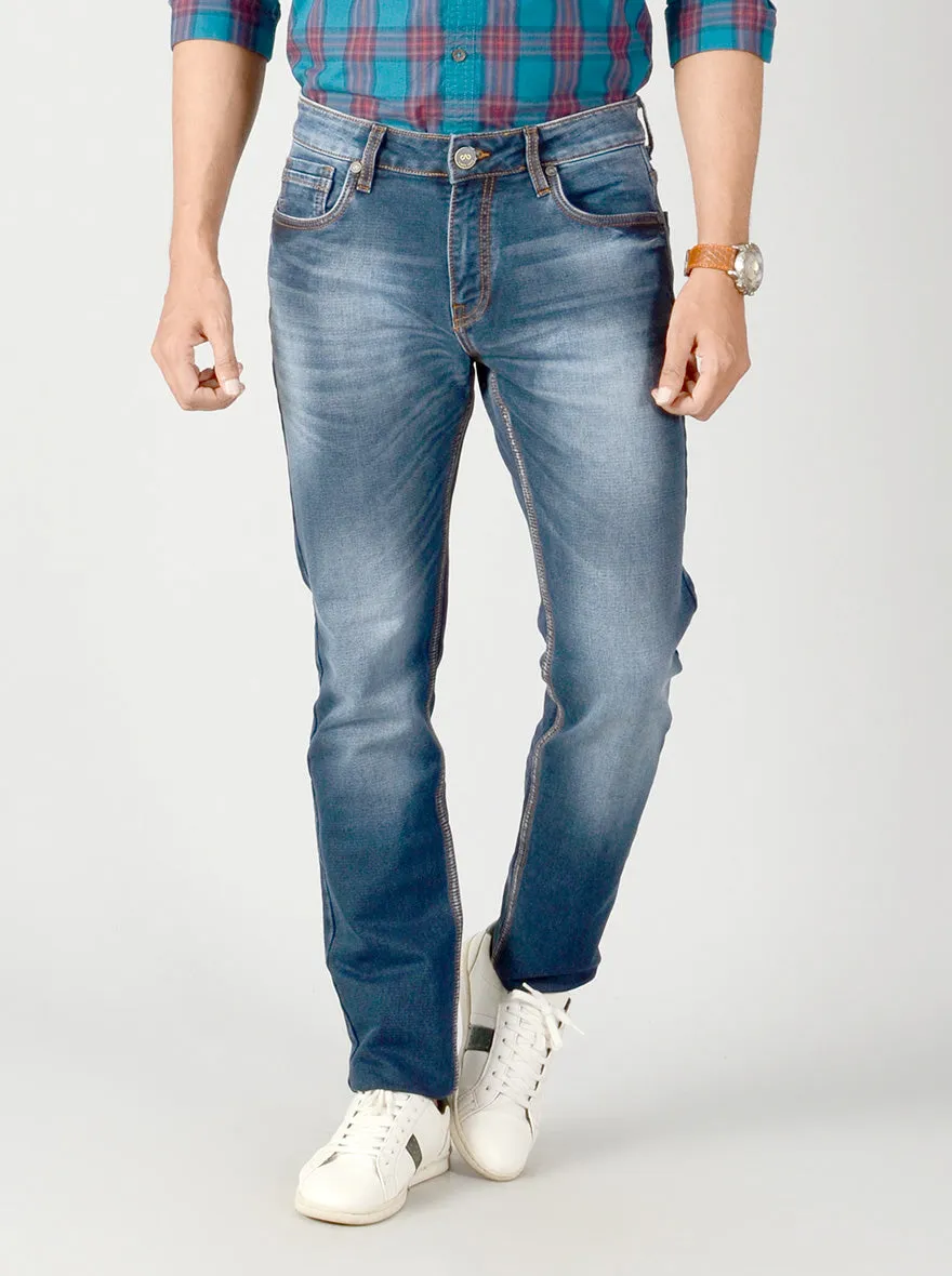 Majolica Blue Washed Slim Fit Jeans | JadeBlue