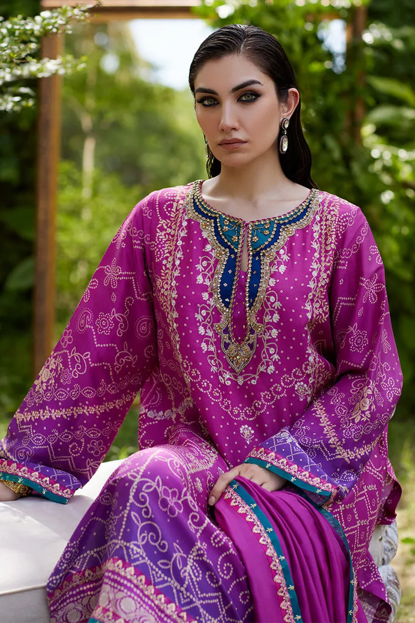 Mayna festive'24 - Tazeen Magenta Ombre Shirt And Dupatta