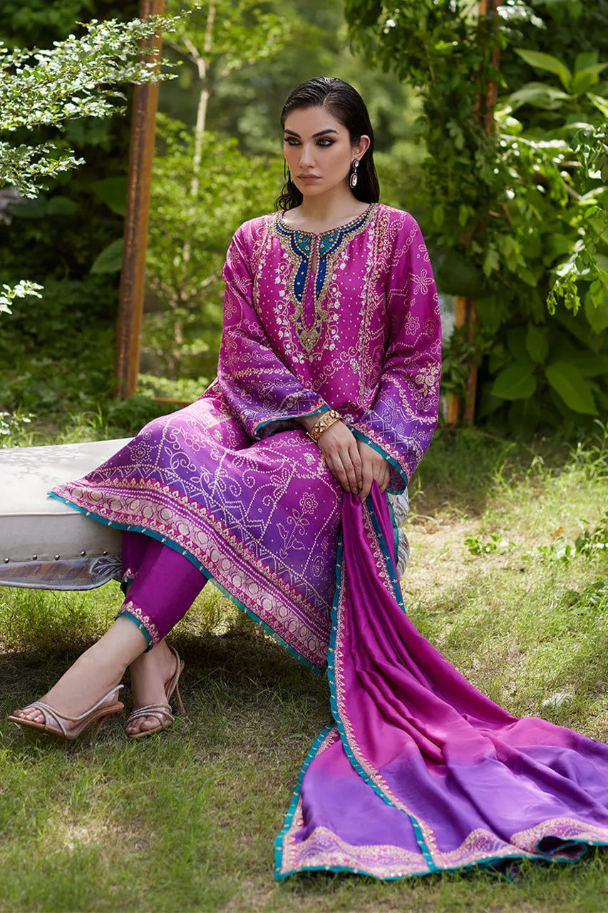 Mayna festive'24 - Tazeen Magenta Ombre Shirt And Dupatta