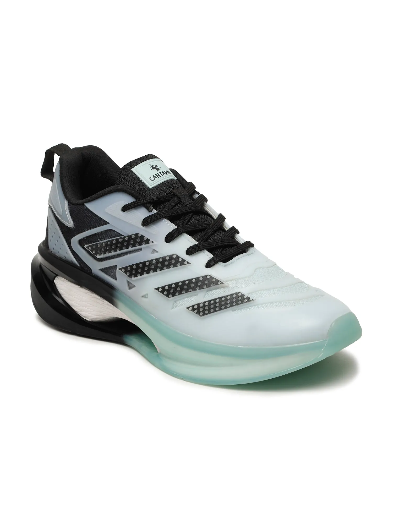 Men's Aqua Green Color Block Lace-Up Running Shoes