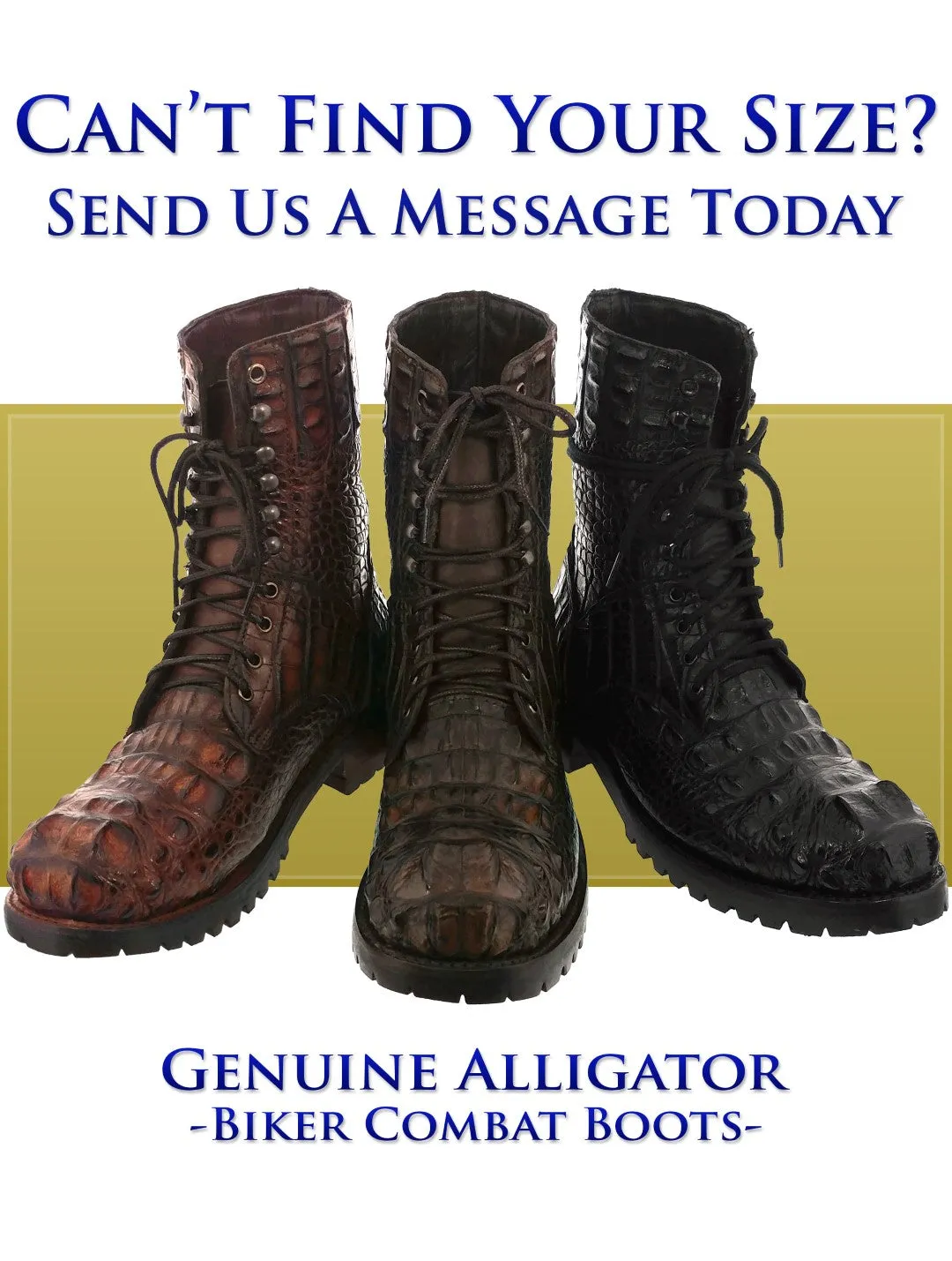 Men's Cognac Full Alligator Skin Leather Motorcycle Boots Round