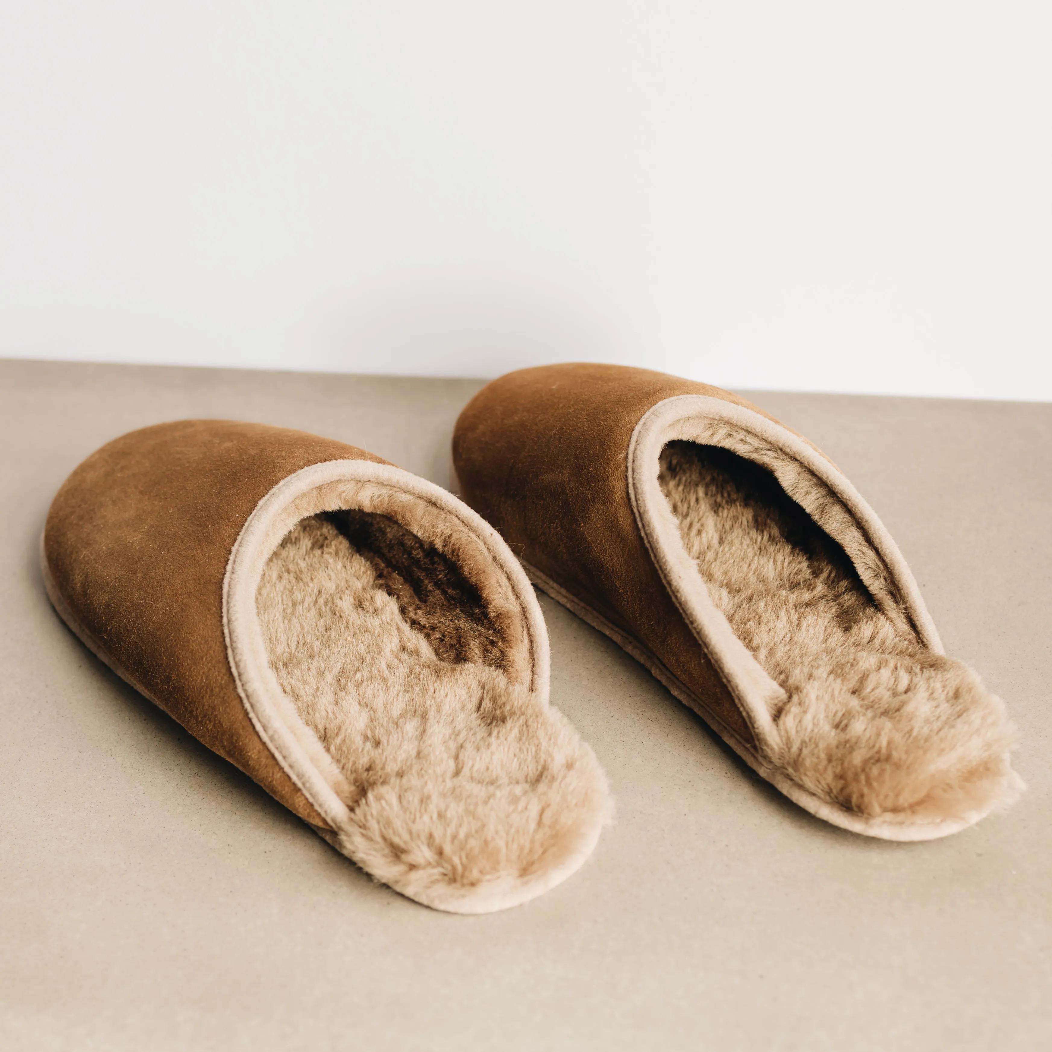 Men's Sheepskin Slip-on Slippers Soft Sole | ROBYN (Last Chance)