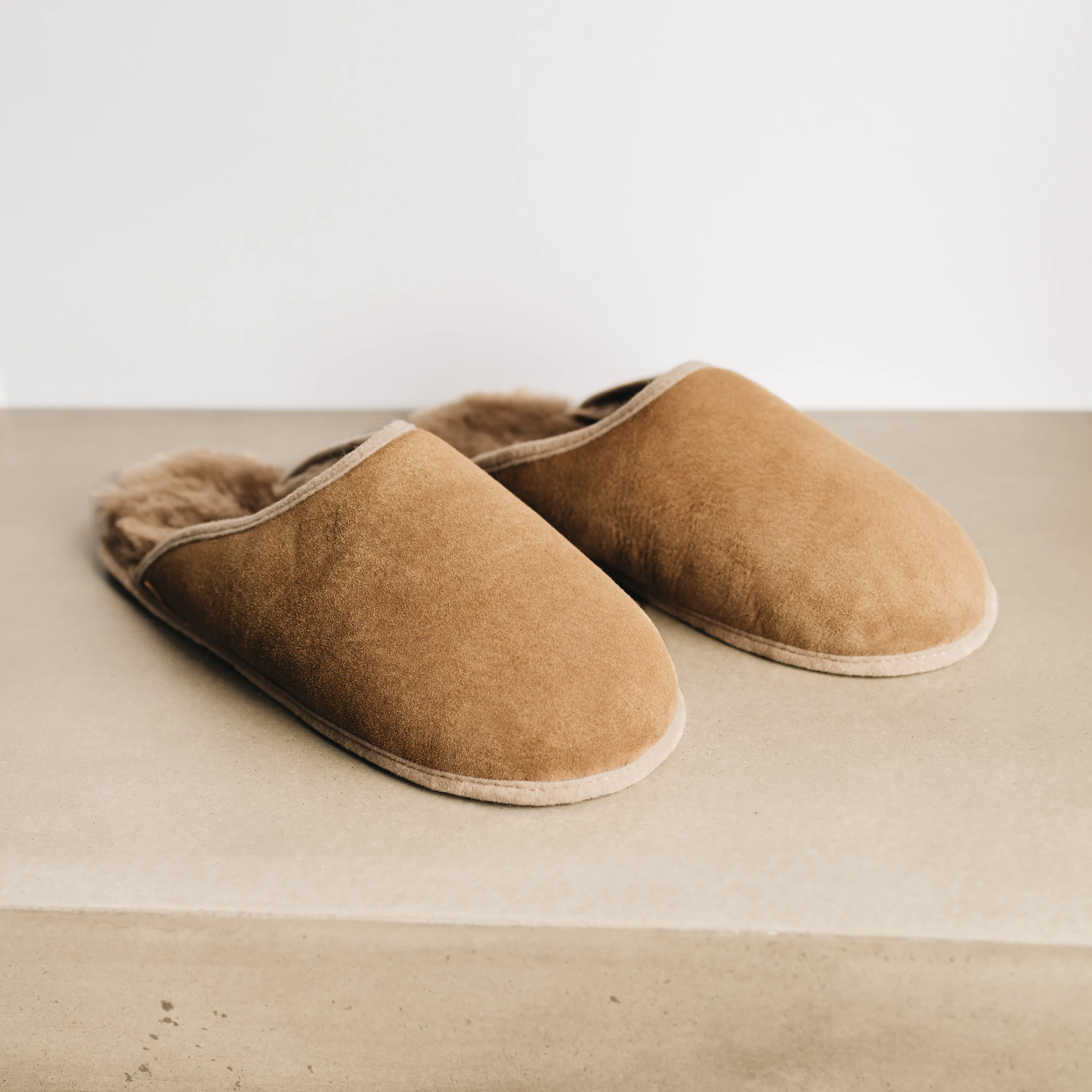 Men's Sheepskin Slip-on Slippers Soft Sole | ROBYN (Last Chance)