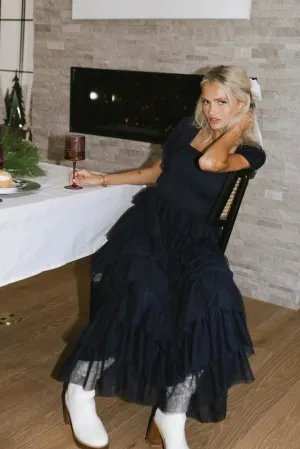 Mia Tulle Maxi Dress in Navy