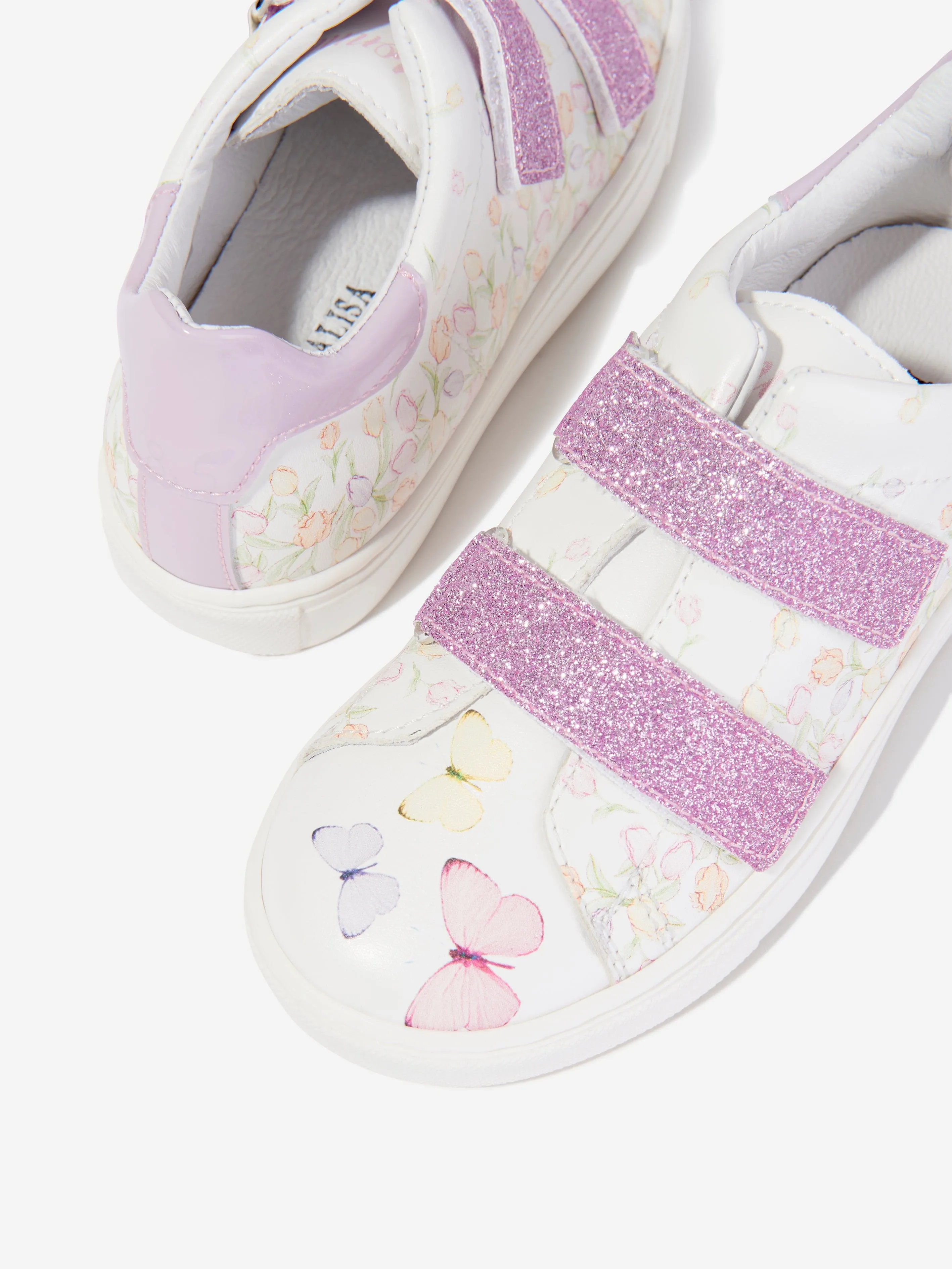 Monnalisa Girls Tulip Velcro Strap Trainers In White