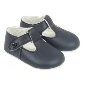 Navy Blue T-Bar Soft Sole Shoes