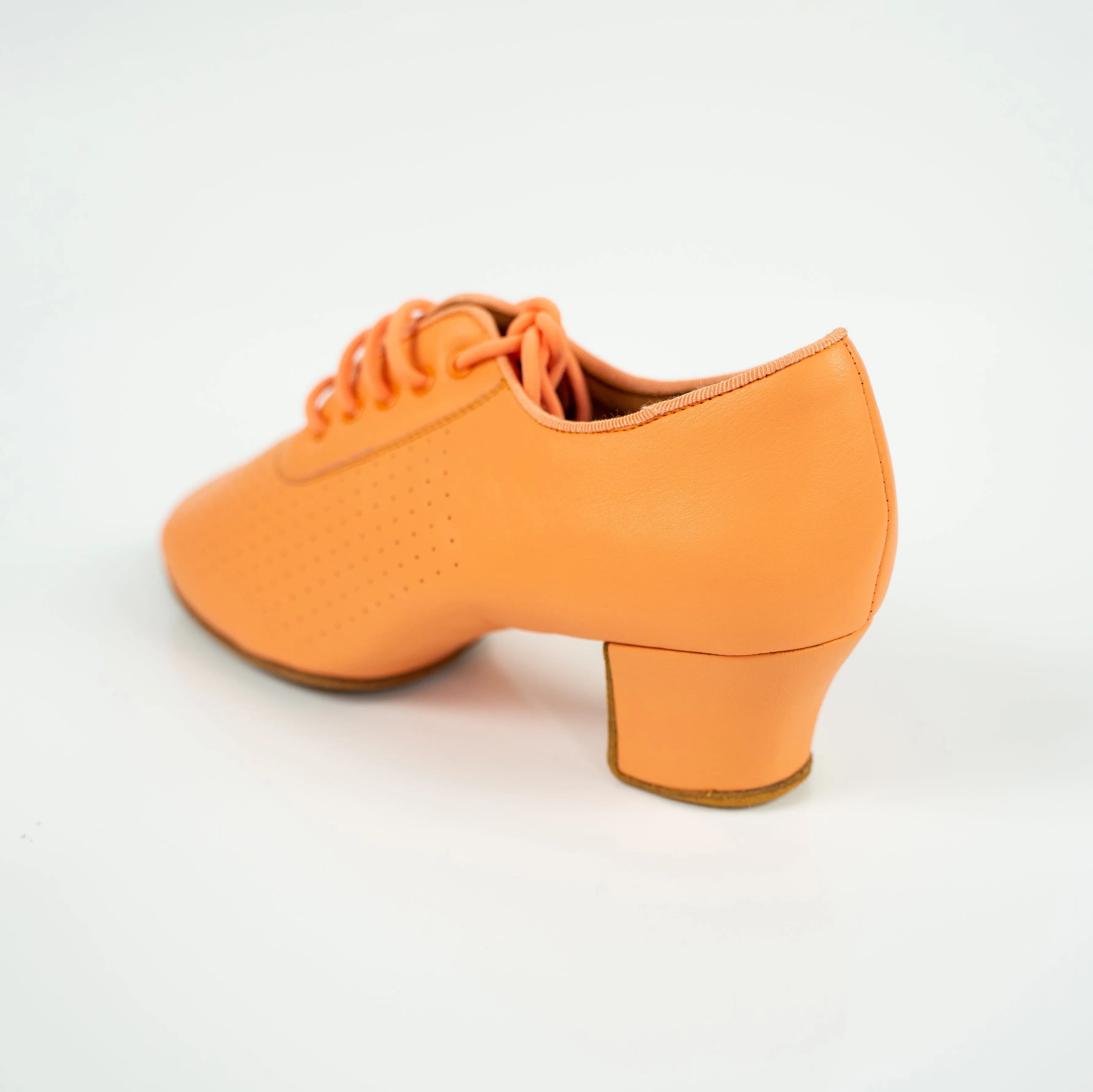 Nina Orange Cuban Heel Leather Dance Practice Shoes with Suede Sole