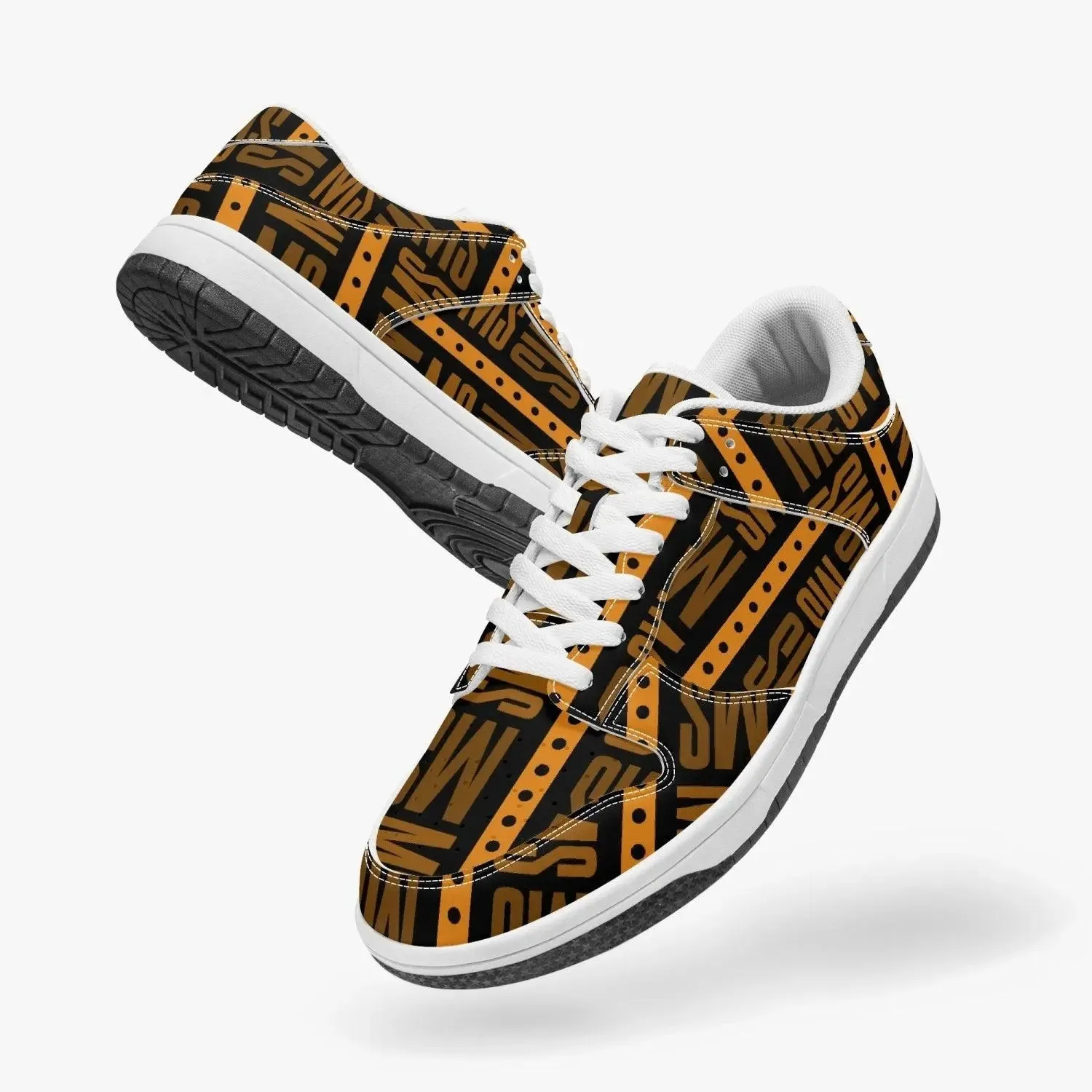 Orange Me Dunk Stylish Leather Sneakers - Men