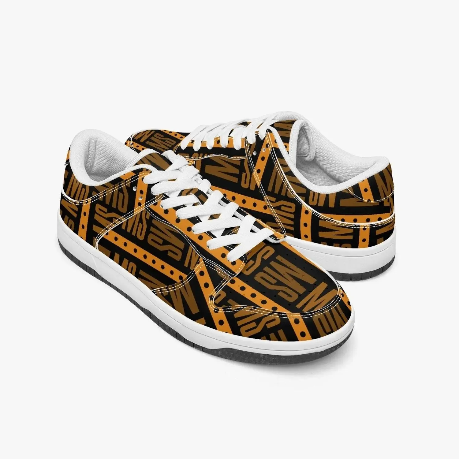 Orange Me Dunk Stylish Leather Sneakers - Men