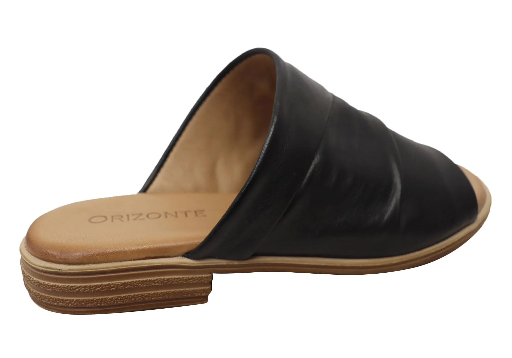 Orizonte Canberra Womens European Leather Comfortable Slides Sandals