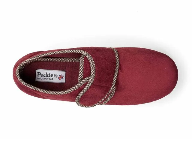 Padders Mens Slippers Harry Burgundy