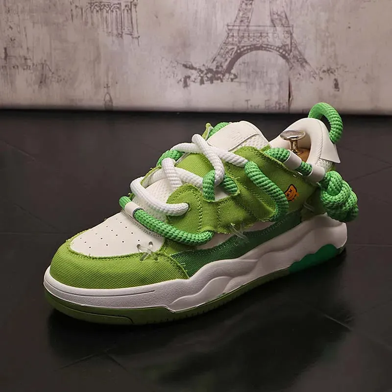 Patchwork Green Hip Hop Fashion Sneakers