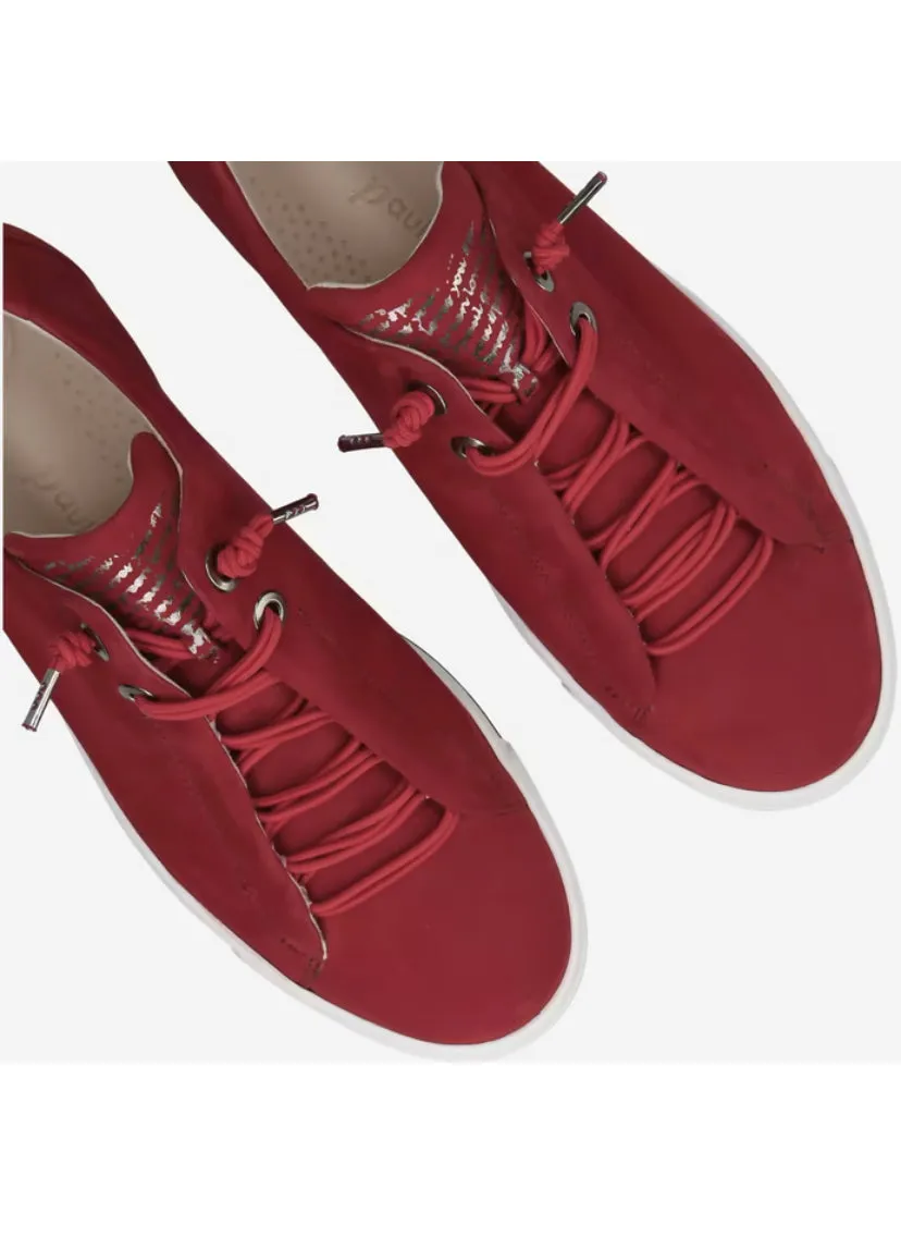 Paul Green Lipstick Red Elastic Lace Trainer