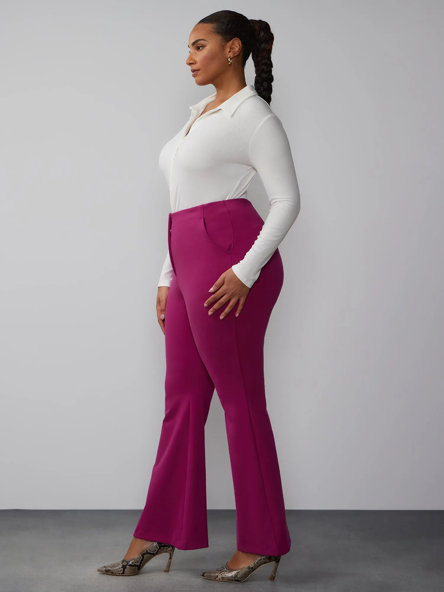 Plus High Rise Ponte Flare Pant