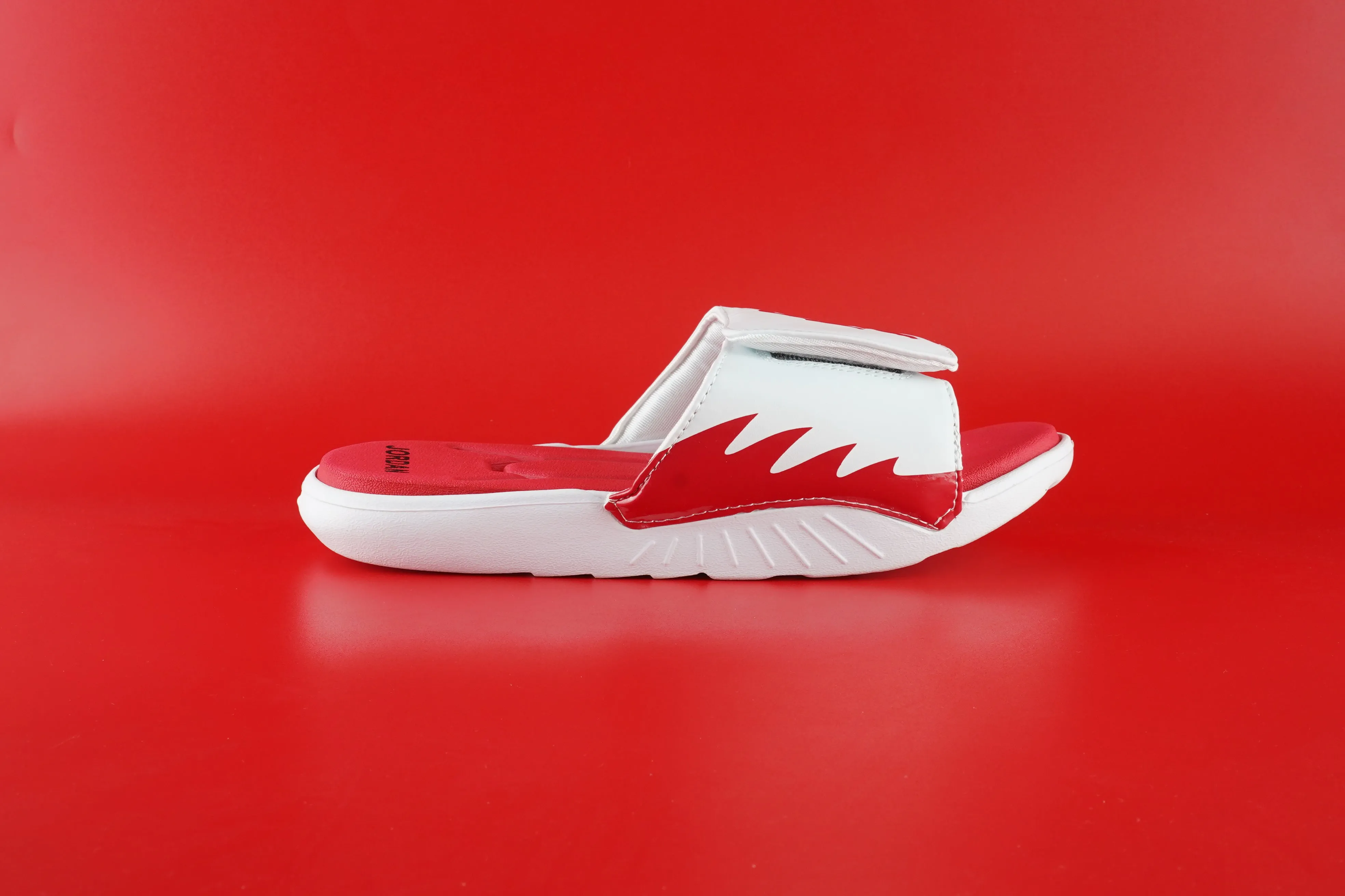 Red and White Jordan Slides For Men