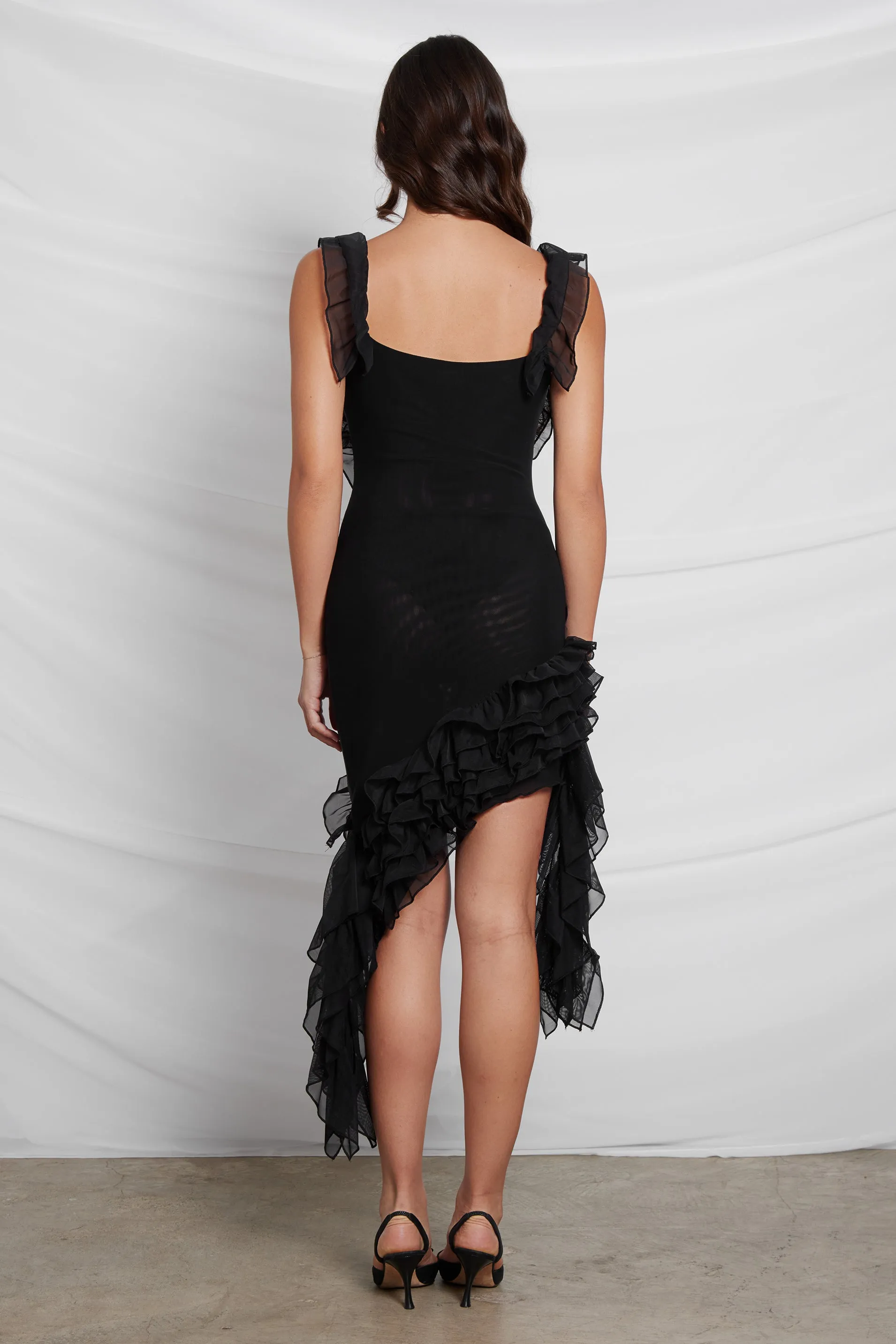 Roux Ruffle Graceful Mesh Dress