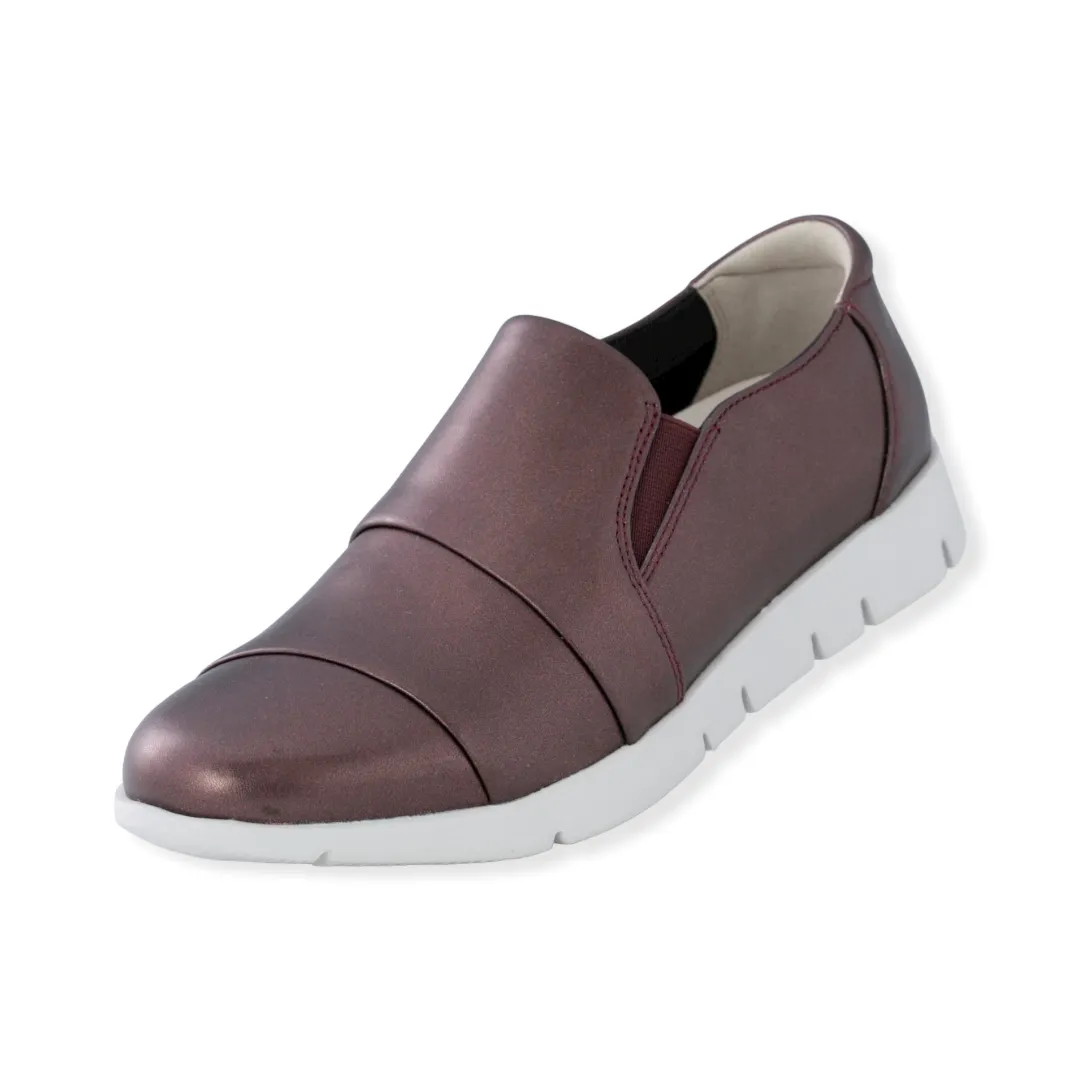 Sheepskin leather stylish side-gore slip-on sneakers #FJ074