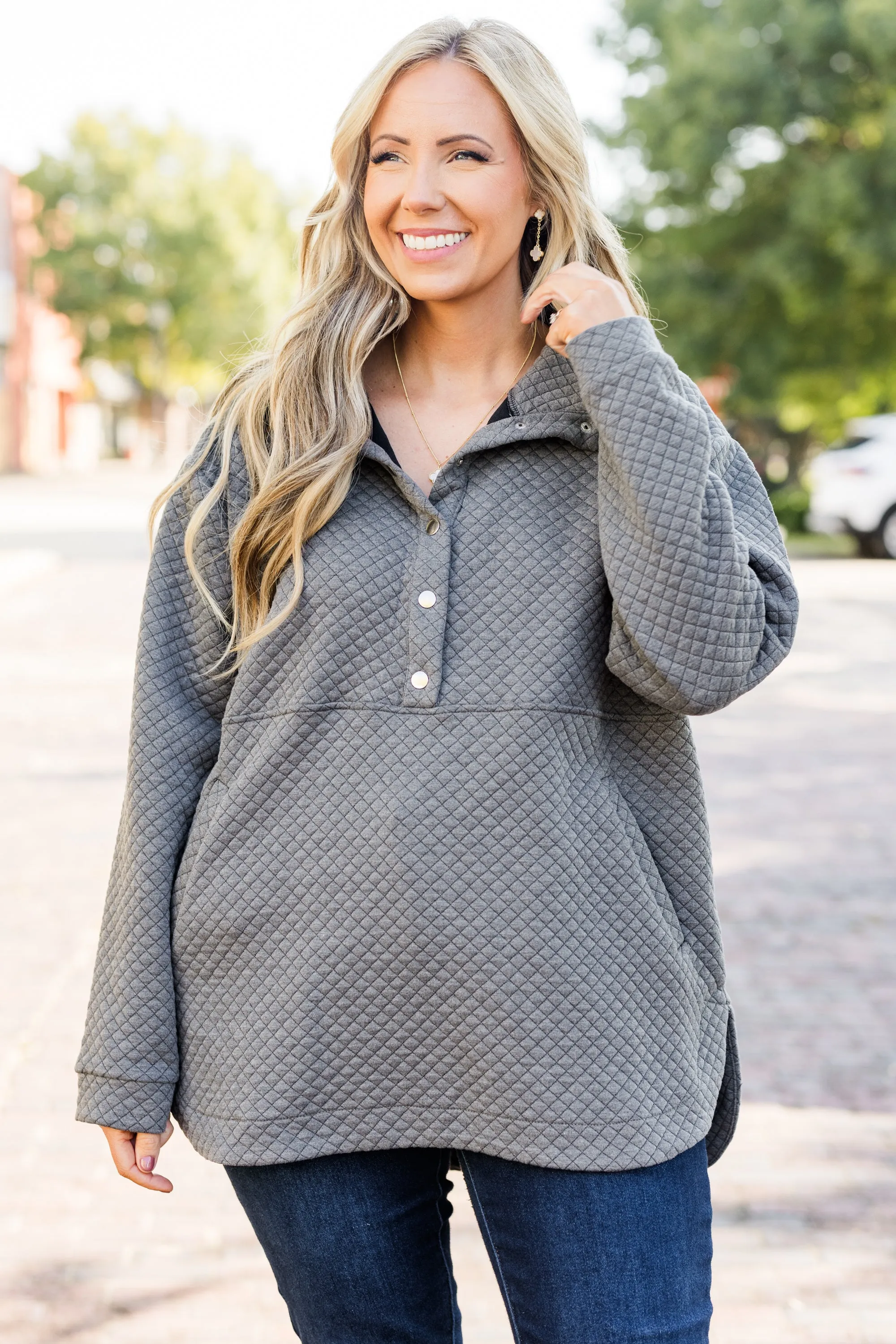 Snuggle Me Up Pullover, Charcoal Gray