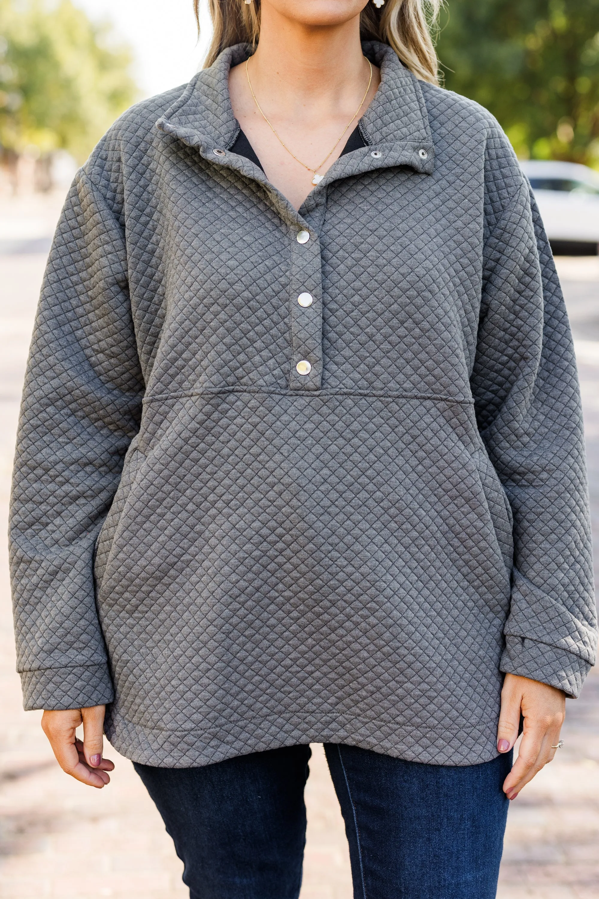 Snuggle Me Up Pullover, Charcoal Gray