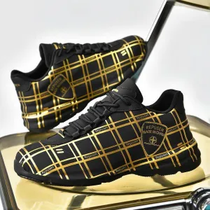 Stylish Microfiber Plaid Casual Sneakers