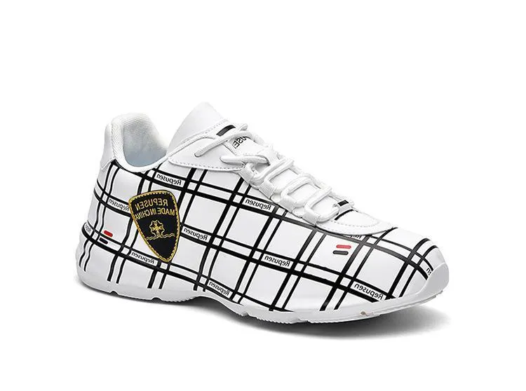 Stylish Microfiber Plaid Casual Sneakers