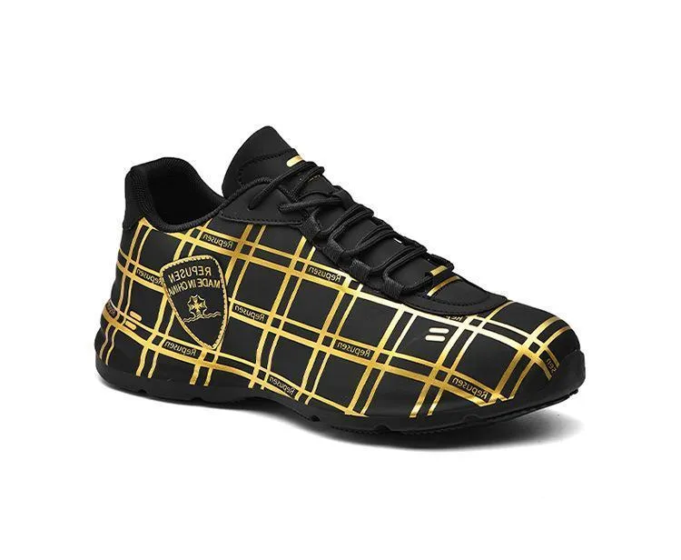 Stylish Microfiber Plaid Casual Sneakers