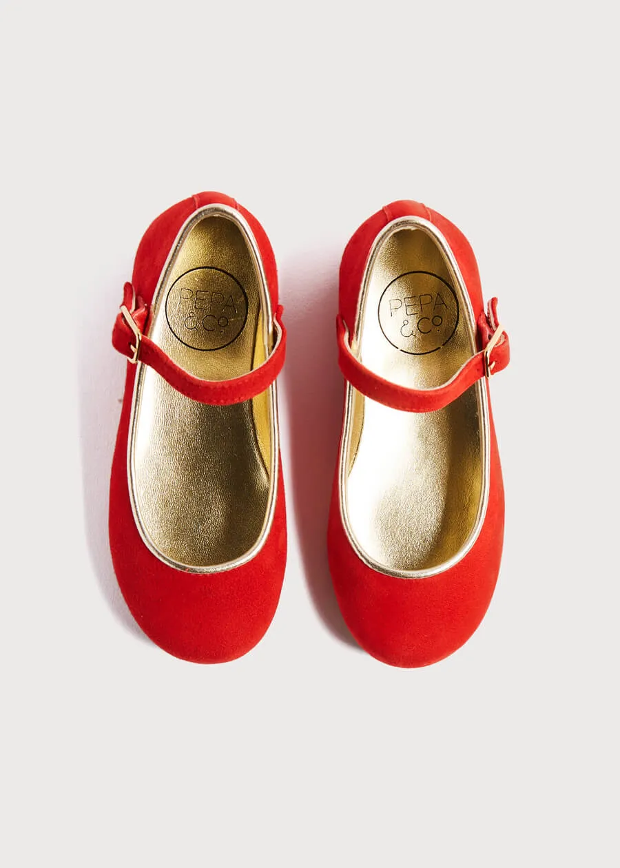 Suede Mary Jane Shoes in Red (24-34EU)