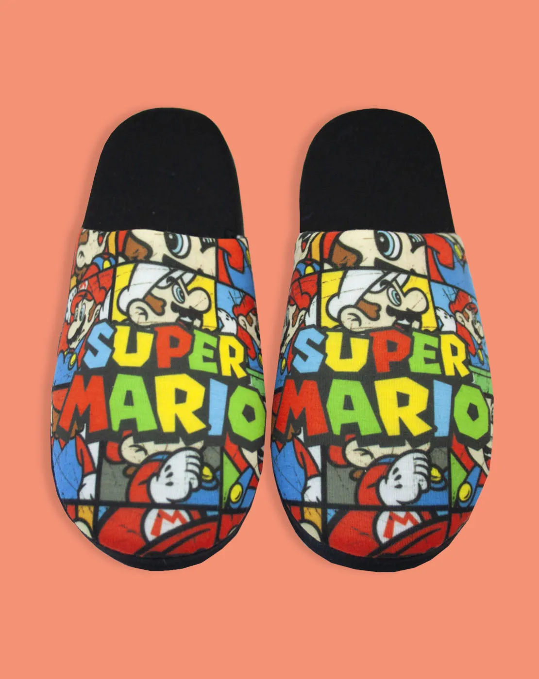 Super Mario Bros All Over Print Multi-coloured Men's Slip-on Slippers