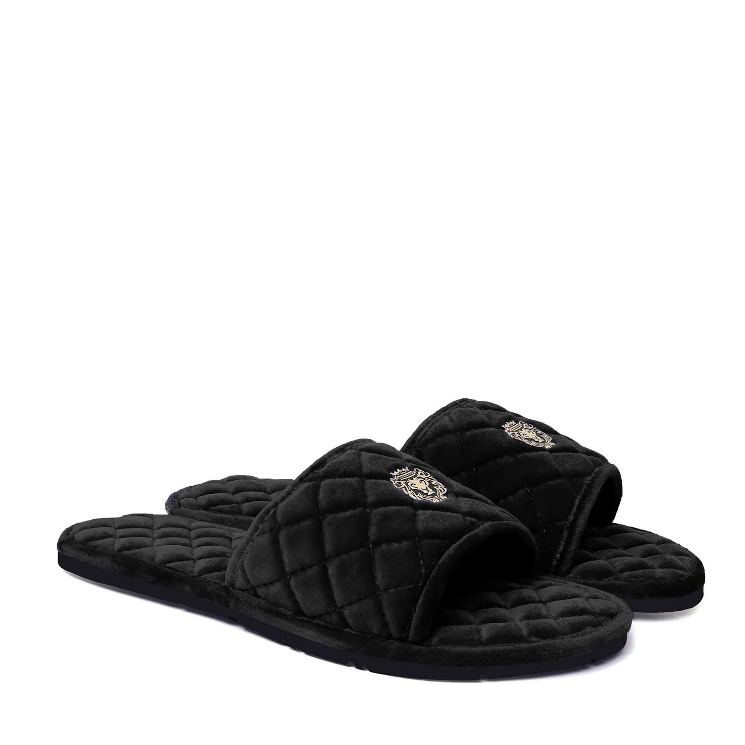 Super Soft Slide-in Slippers in Black Italian Velvet