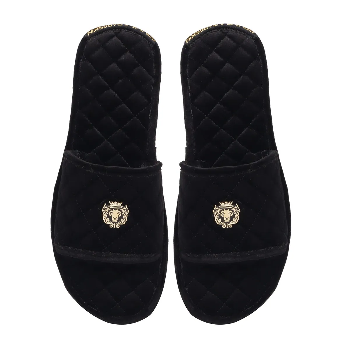 Super Soft Slide-in Slippers in Black Italian Velvet