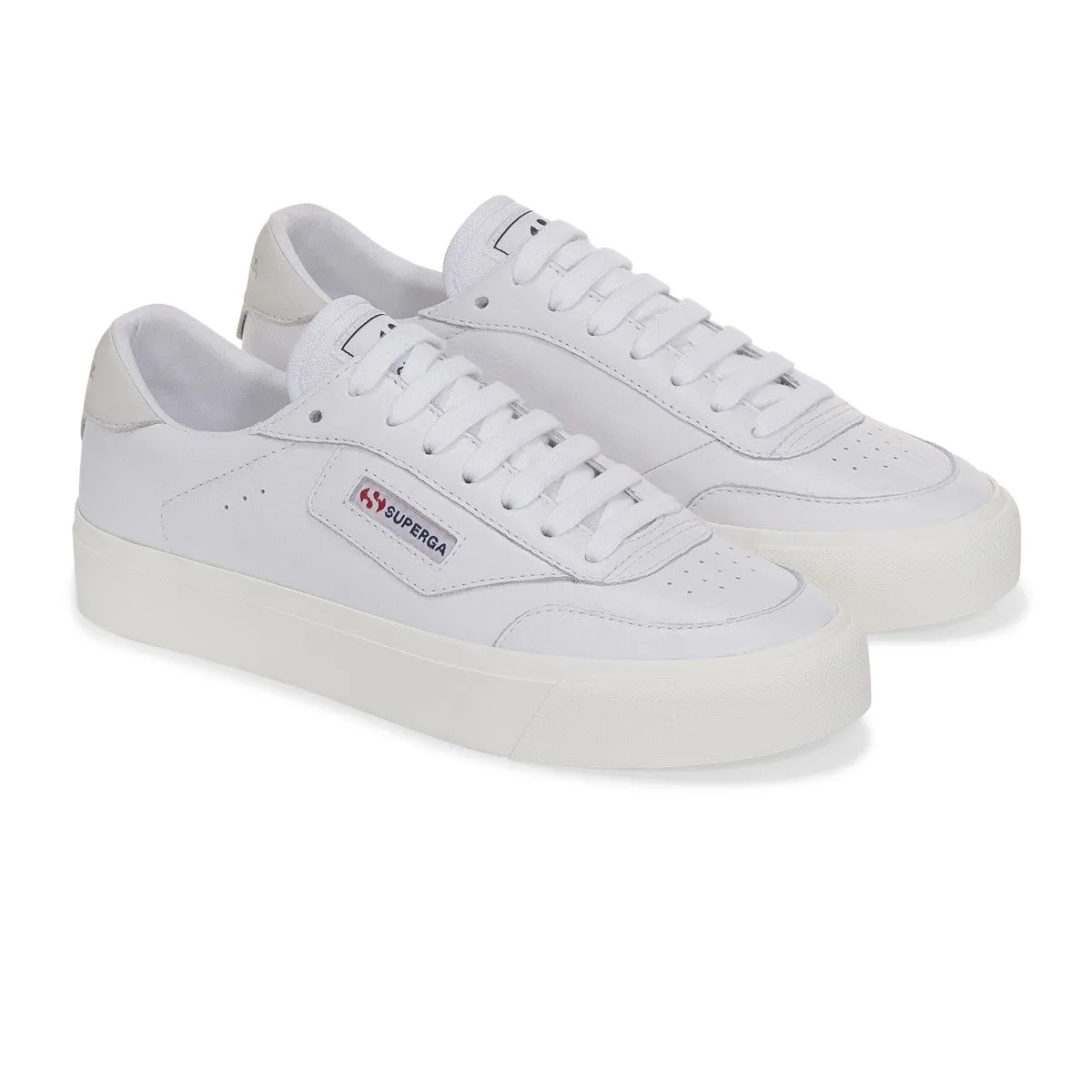 SUPERGA Leather White Court Avorio Sneaker