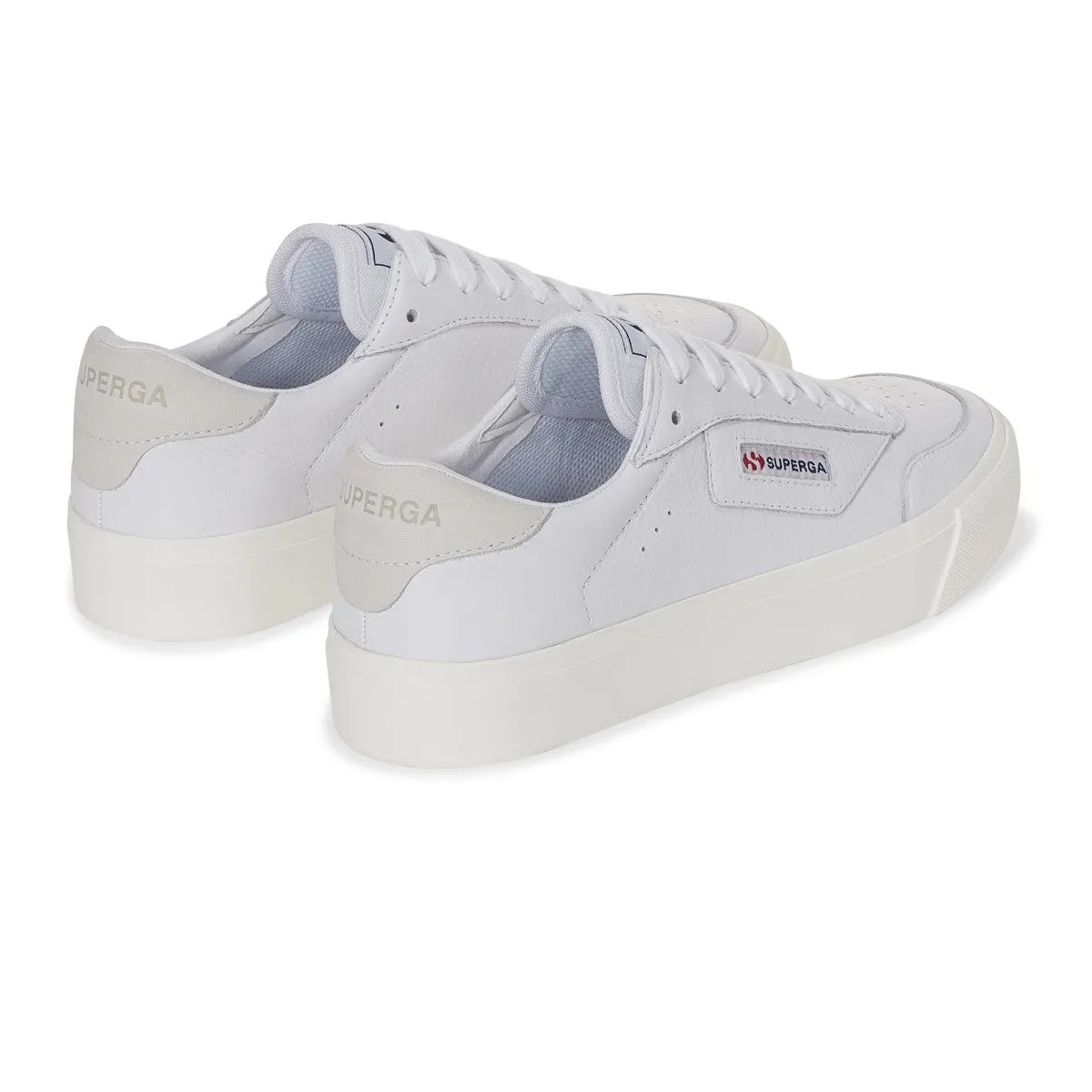 SUPERGA Leather White Court Avorio Sneaker