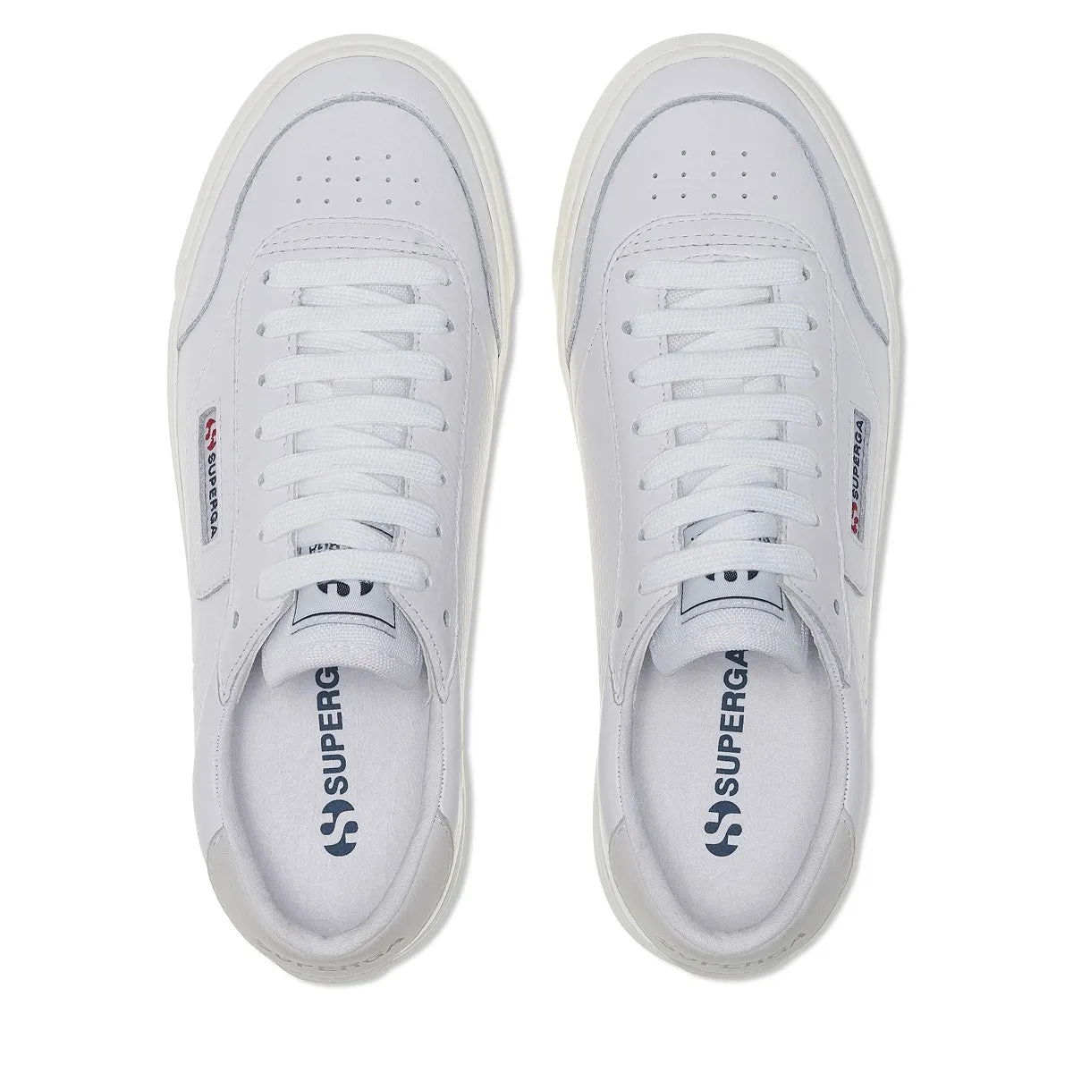 SUPERGA Leather White Court Avorio Sneaker