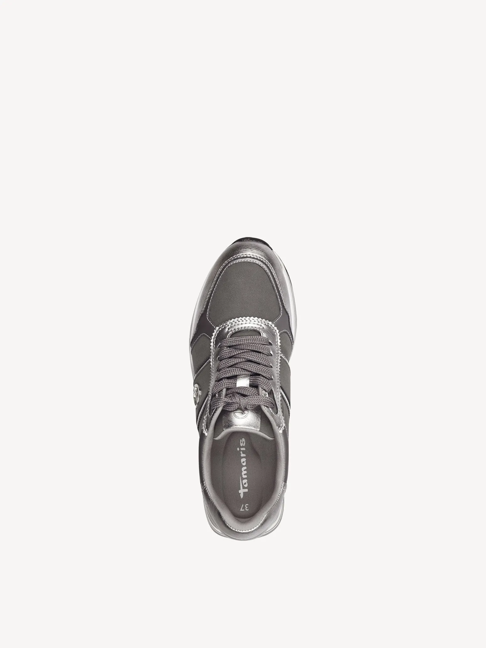 Tamaris Ladies Trainers Lace Up Grey/Silver Sneaker sale