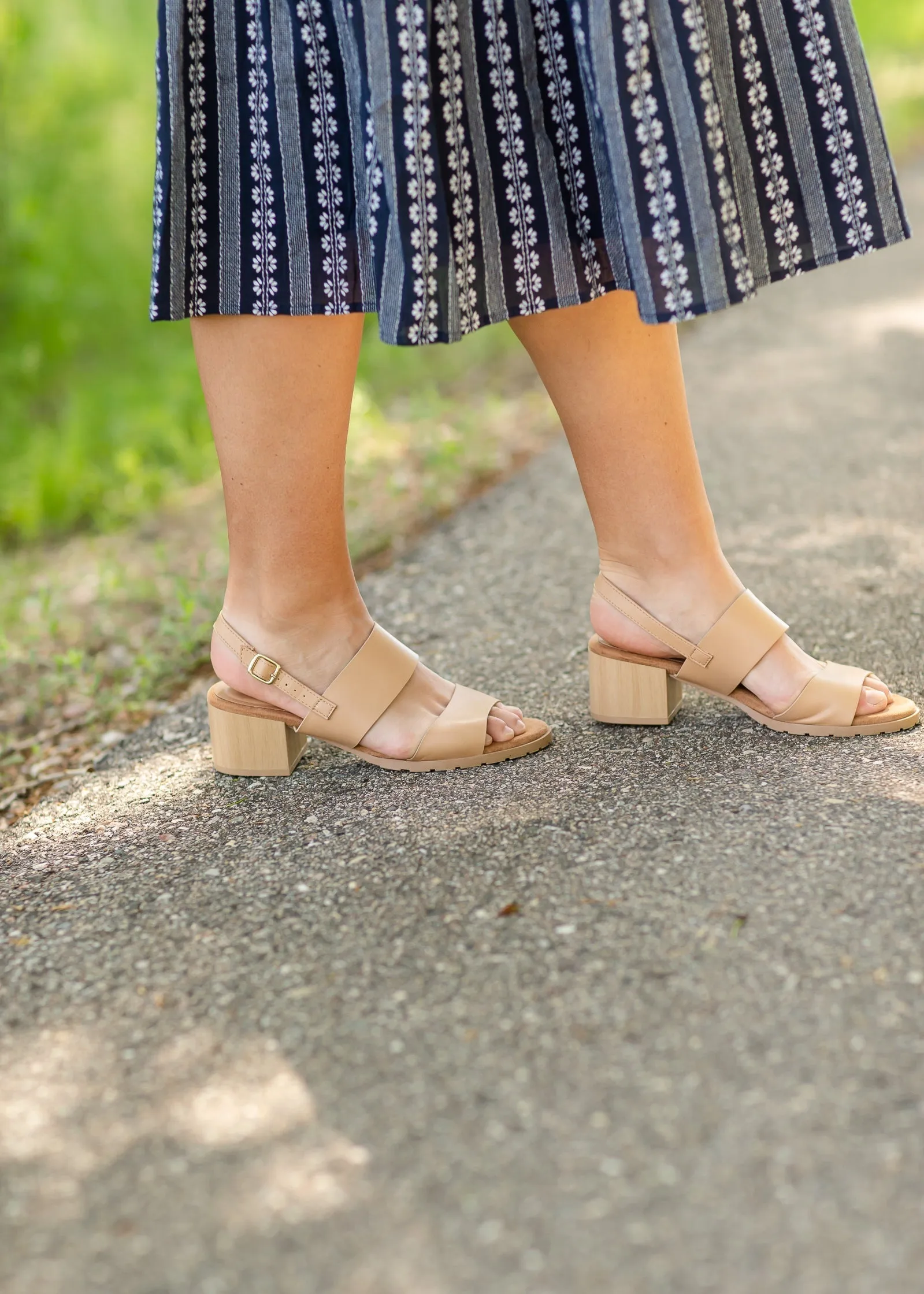 Tan Wooden Block Slingback Sandal - FINAL SALE