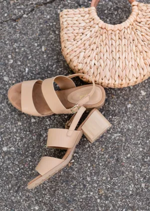 Tan Wooden Block Slingback Sandal - FINAL SALE